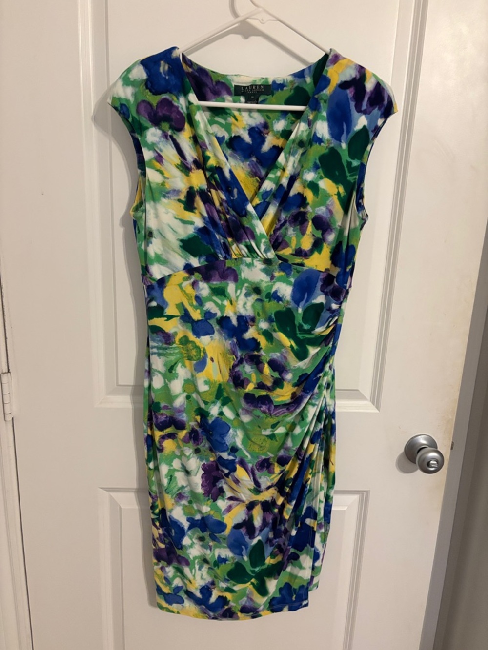 Lauren Ralph Lauren Multicolor Floral Faux-Wrap Midi Dress